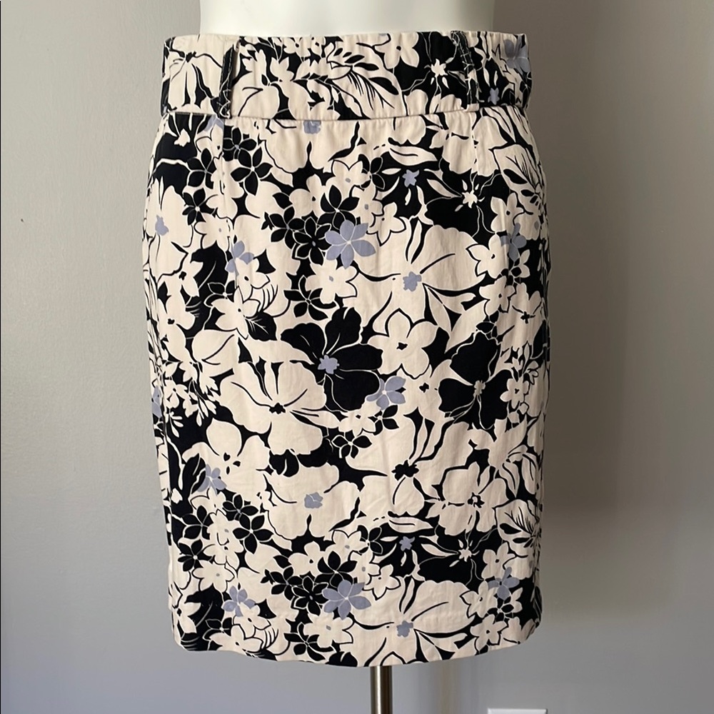 Floral Black, Cream, Gray/Blue Women's Skirt